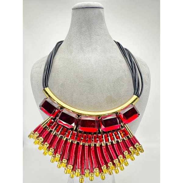 Kırmızı Taşlı Kolye